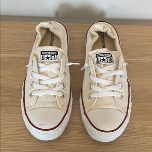 Converse All Star Beige Sneakers with Red Trim